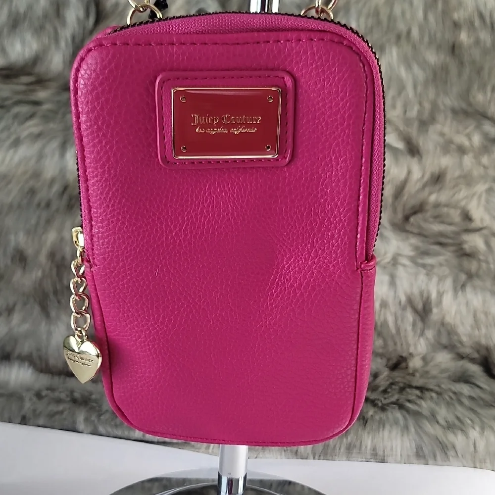 Juicy Couture Vibrant Pink Crossbody Cell Phone  Bag with Gold Accents NWT - Picture 5 of 13